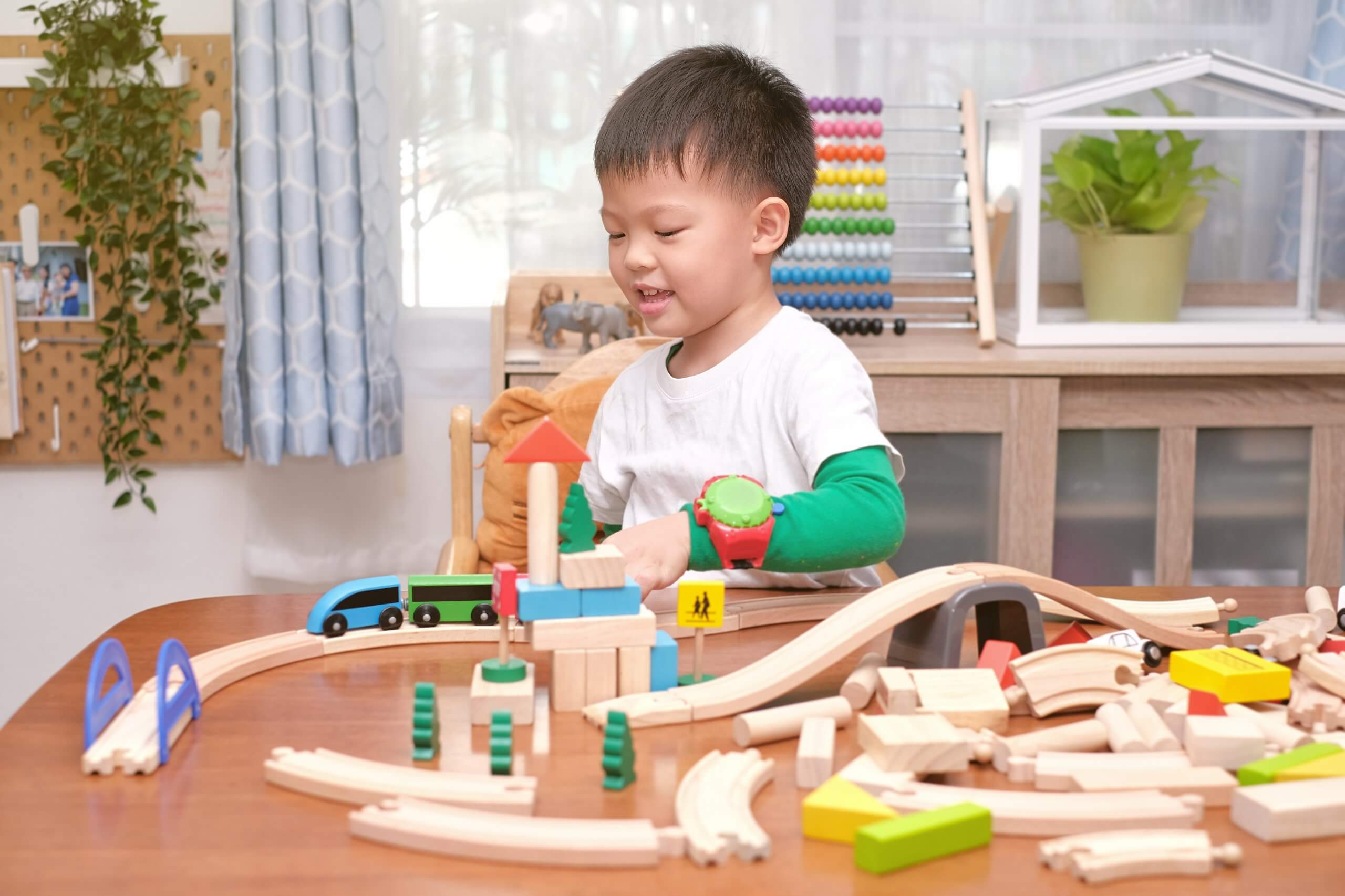 Cute Little Asian 5 Years Old Boy Child Having Fun Playing With